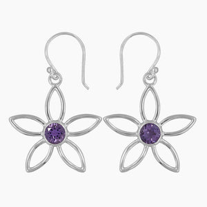 925 Silver Blue Topaz Flower Earring