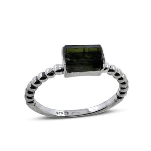 Raw Tourmaline Silver Rings