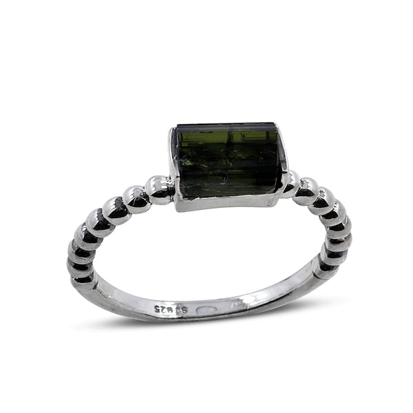 Raw Tourmaline Silver Rings