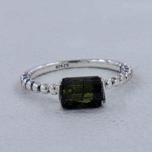 Raw Tourmaline Silver Rings