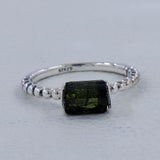 Raw Tourmaline Silver Ring