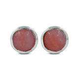 Natural Pink Opal Studs Silver Earrings