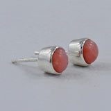 Natural Pink Opal Studs Silver Earrings