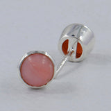 Natural Pink Opal Studs Silver Earrings