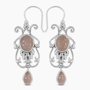 Rose Quartz Silver Earrings
