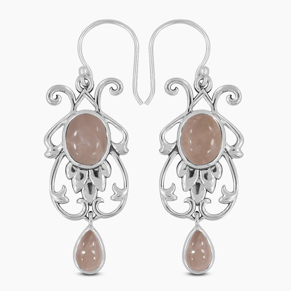Rose Quartz Silver Earrings