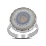 Solar Ice Quartz Silver Ring