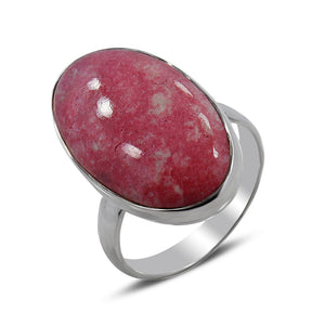 Natural Pink Thulite Silver Rings