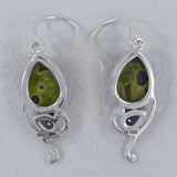 Green  Peridot Silver Earrings