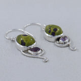 Green  Peridot Silver Earrings