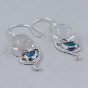 Rainbow Moonstone Silver Earrings