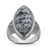 Natural Dendritic Opal Silver Ring