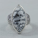 Natural Dendritic Opal Silver Ring