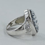 Natural Dendritic Opal Silver Ring