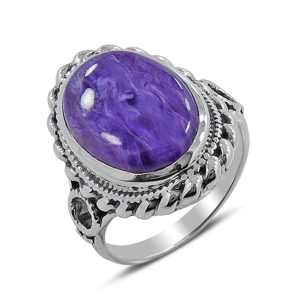 925 Sterling Silver Charoite Rings