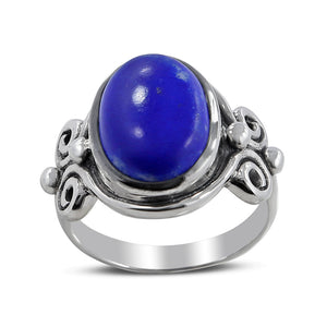Natural Lapis Lazuli Silver Rings