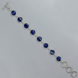 Blue Sodalite Gemstone Sterling Silver Plain Bracelets