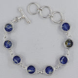 Blue Sodalite Gemstone Sterling Silver Plain Bracelets