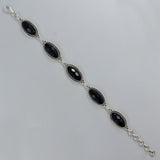 Oval Black Onyx Checkerboard Cut Gemstone Bracelets