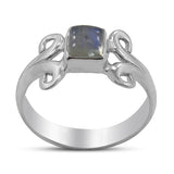 Natural Rainbow Moonstone Silver Ring