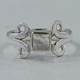 Natural Rainbow Moonstone Silver Ring