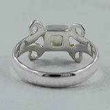 Natural Rainbow Moonstone Silver Ring