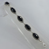 Oval Black Onyx Checkerboard Cut Gemstone Bracelets