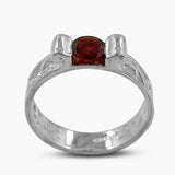 Natural Garnet Band Silver Rings