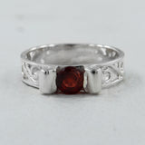 Natural Garnet Band Silver Ring