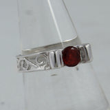 Natural Garnet Band Silver Ring