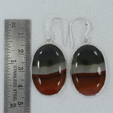 Large Oval Cabochon Polychrome Jasper Silver Earring