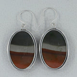 Large Oval Cabochon Polychrome Jasper Silver Earring