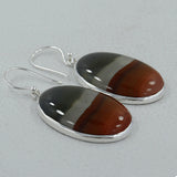 Large Oval Cabochon Polychrome Jasper Silver Earring