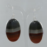 Large Oval Cabochon Polychrome Jasper Silver Earring