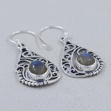 Rainbow Moonstone Silver Earrings