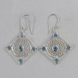 Tourmaline Filigree Art Silver Earrings