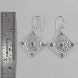 Tourmaline Filigree Art Silver Earrings