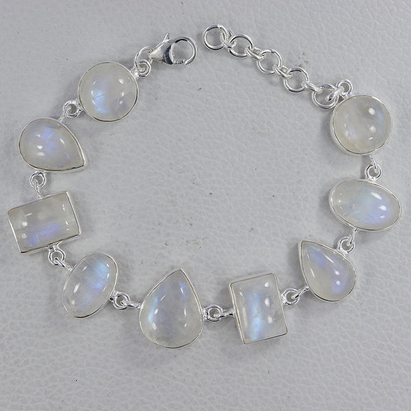 925 Silver Rainbow Moonstone Bracelet