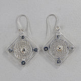 Tourmaline Filigree Art Silver Earrings