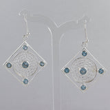 Tourmaline Filigree Art Silver Earrings