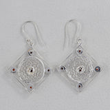 Tourmaline Filigree Art Silver Earrings