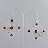 Tourmaline Filigree Art Silver Earrings