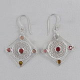 Tourmaline Filigree Art Silver Earrings