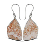 Pink Scolecite Silver Earrings