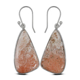 Pink Scolecite Silver Earrings