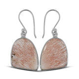 Pink Scolecite Silver Earrings