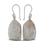 Pink Scolecite Silver Earrings