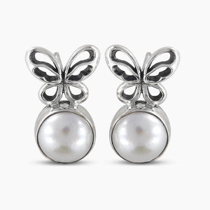 Silver Pearl Studs Earrings