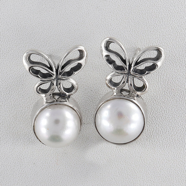 Silver Pearl Studs Earrings