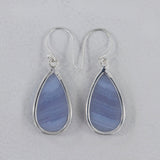 Blue Lace Agate Silver Earrings